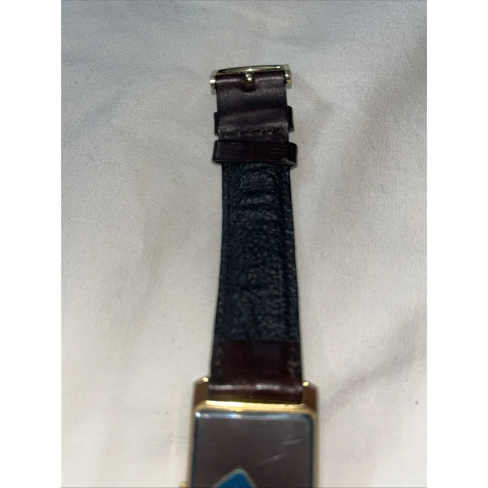 Disney Mickey Mouse Lorus Watch Leather Band Works! Tested Needs Battery VTG‎